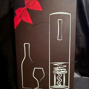 Sleek Black Electric Wine Opener Set with Red Bow